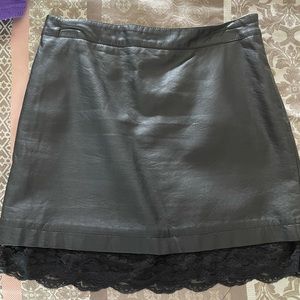 Faux leather black mini skirt